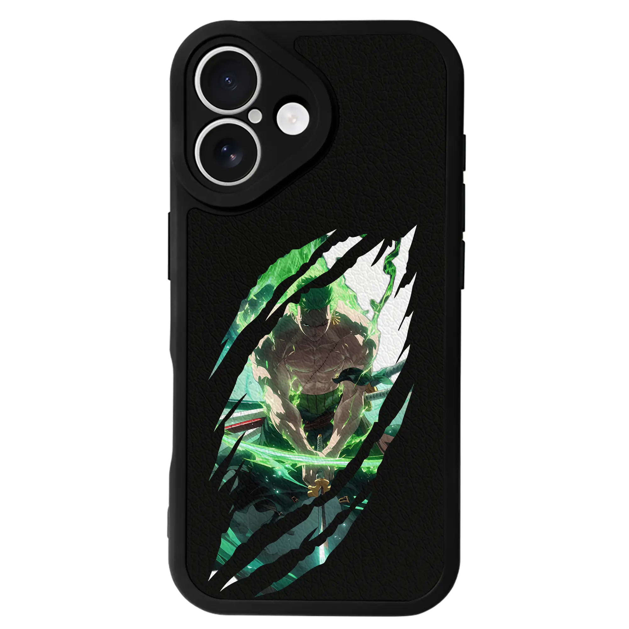 ワンピース グッズ ロロノア・ゾロ - IPhone 16シリーズ対応 ・ シリコンスマホケース ・ レザー調 ・ 高精度フィット ・ 耐衝撃 ・ ワイヤレス充電対応 ・ 精密カット